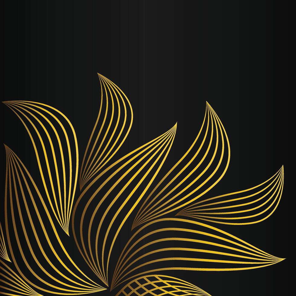 abstract golden flower frame corner decoration on black background vector