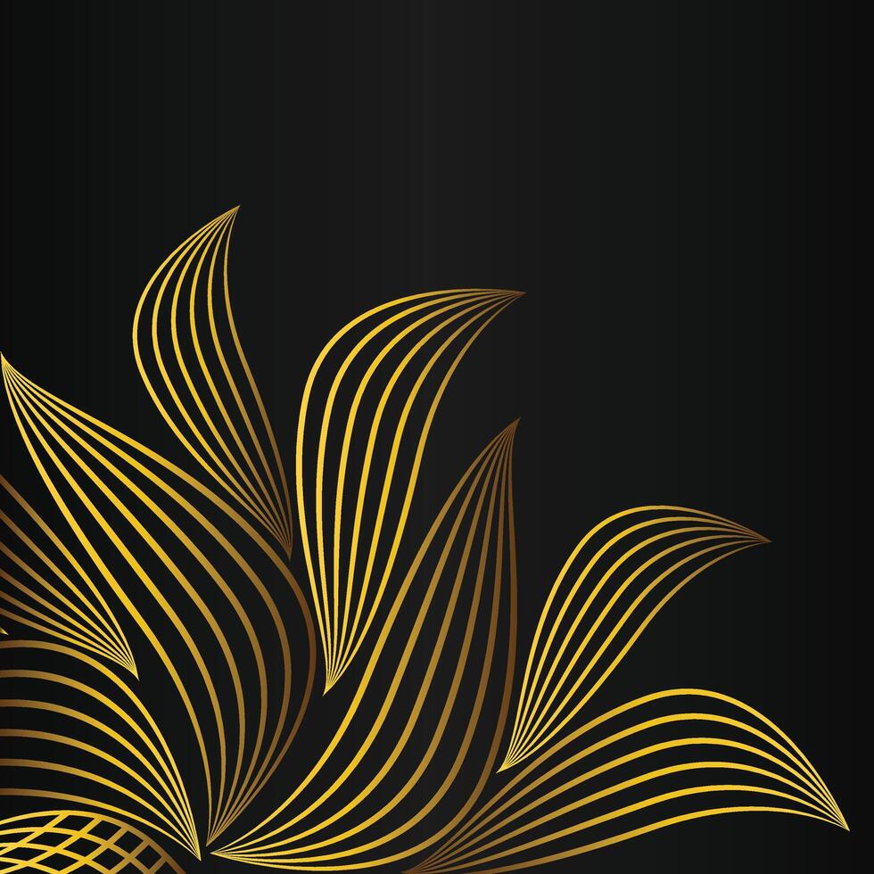 abstract golden flower frame corner decoration on black background vector