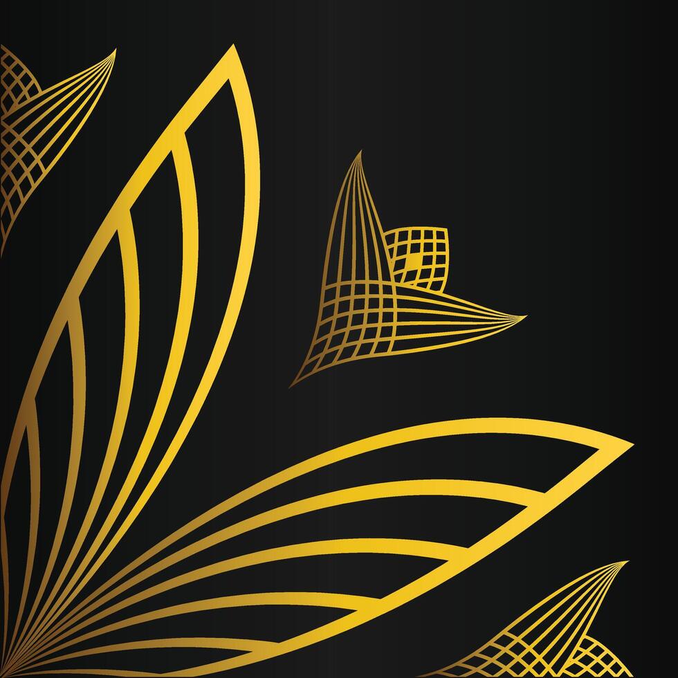 abstract golden flower frame corner decoration on black background vector
