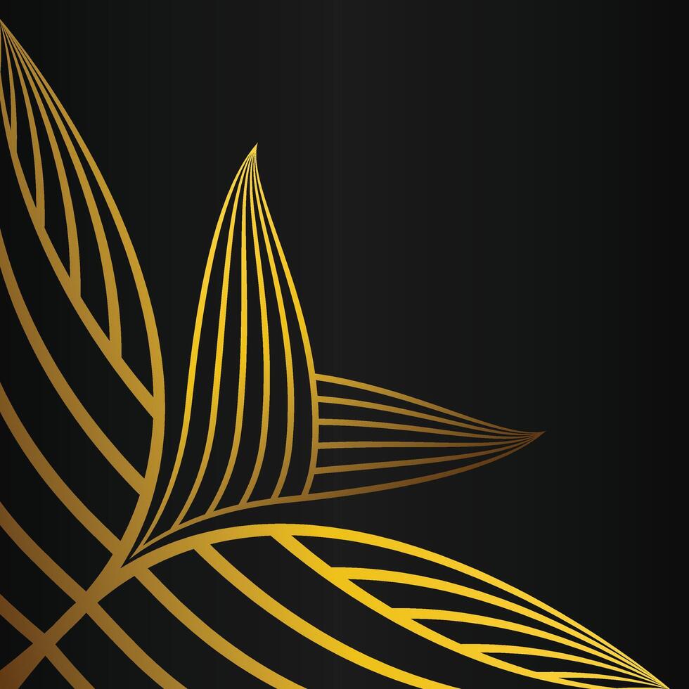 abstract golden flower frame corner decoration on black background vector
