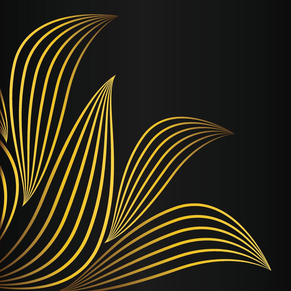 abstract golden flower frame corner decoration on black background vector
