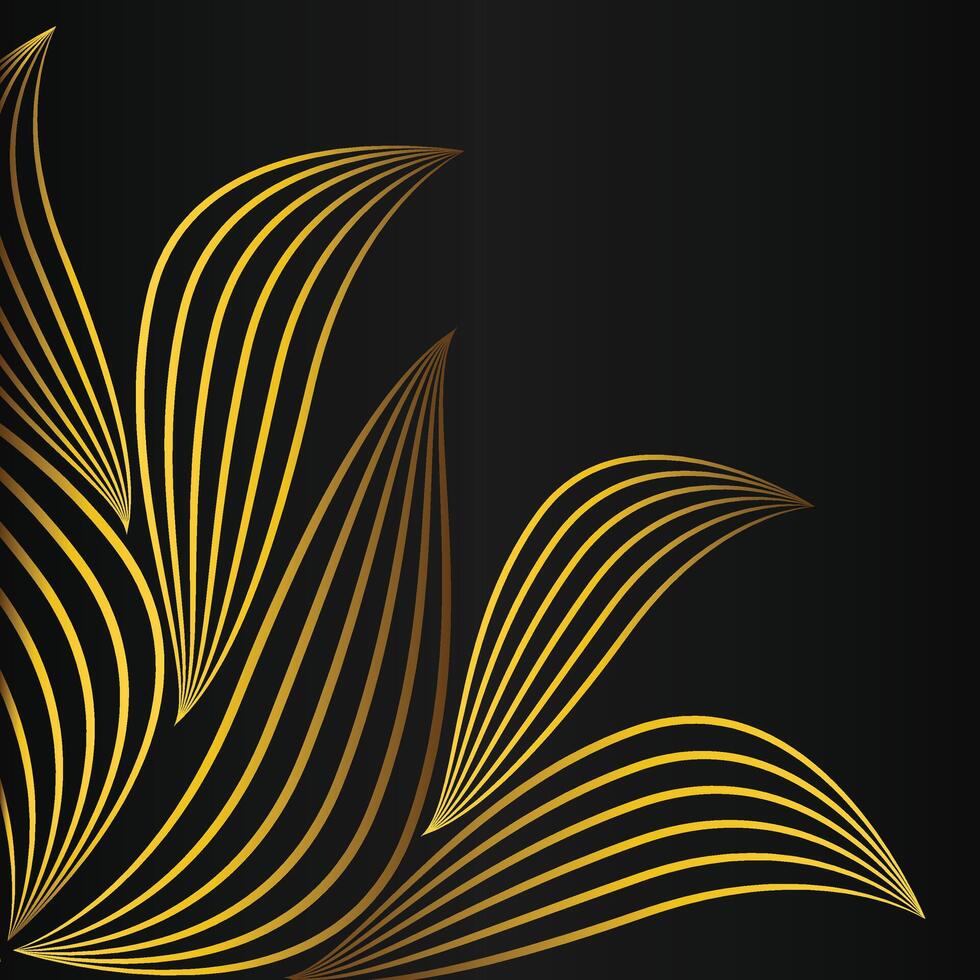 abstract golden flower frame corner decoration on black background vector