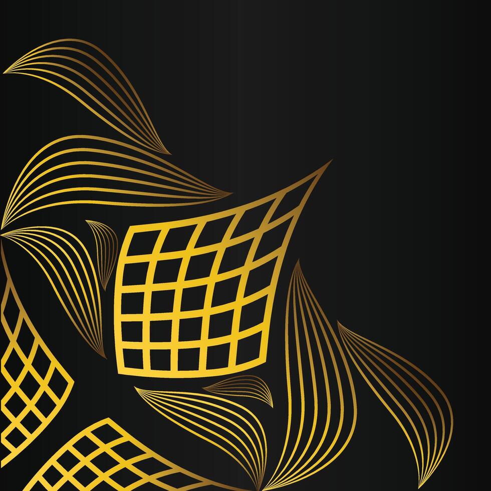 abstract golden flower frame corner decoration on black background vector