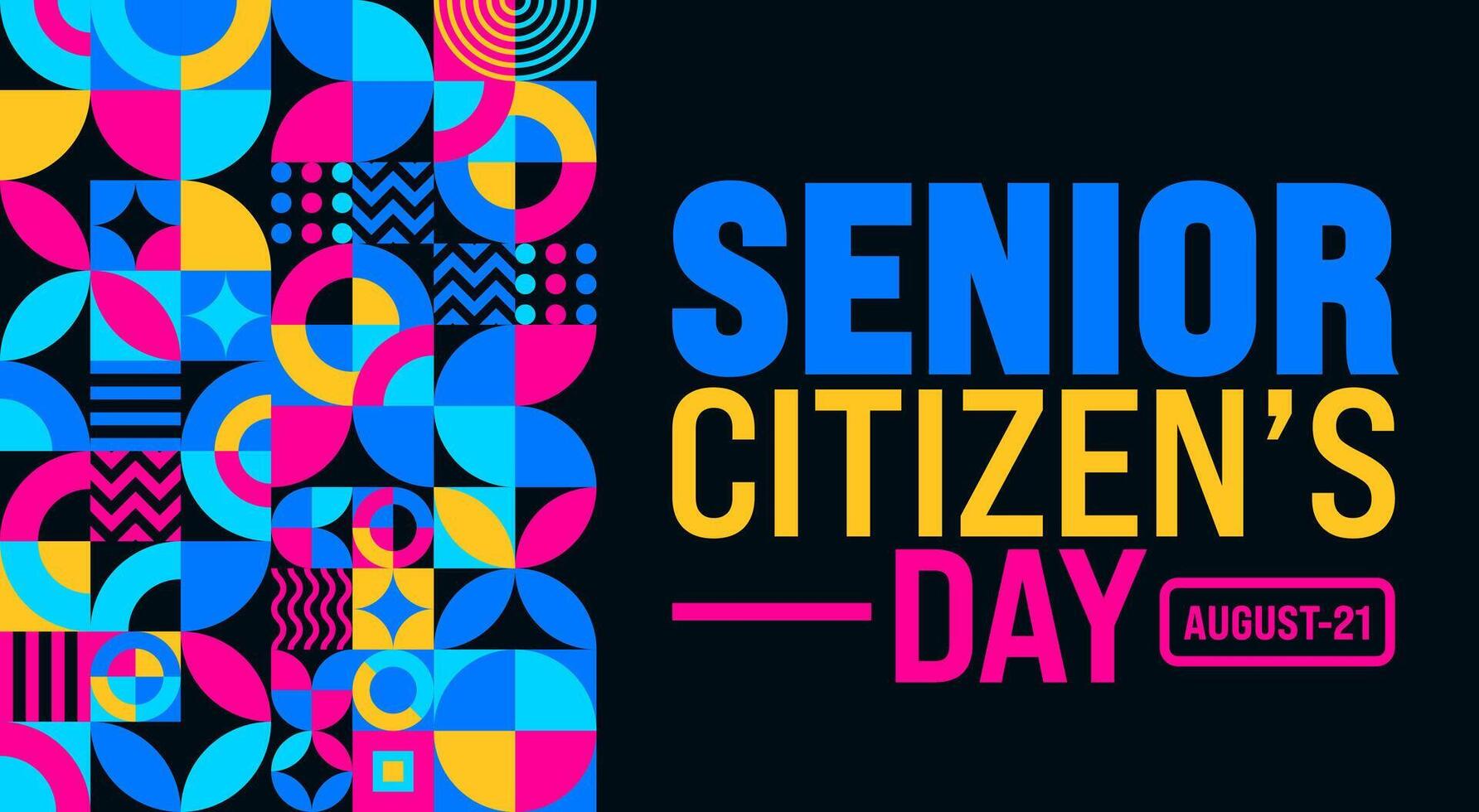 Senior Citizens Day is observed every year in 21 August. Holiday concept. Template for background, banner, card, poster, placard, design template with unique shapes with standard color. vector