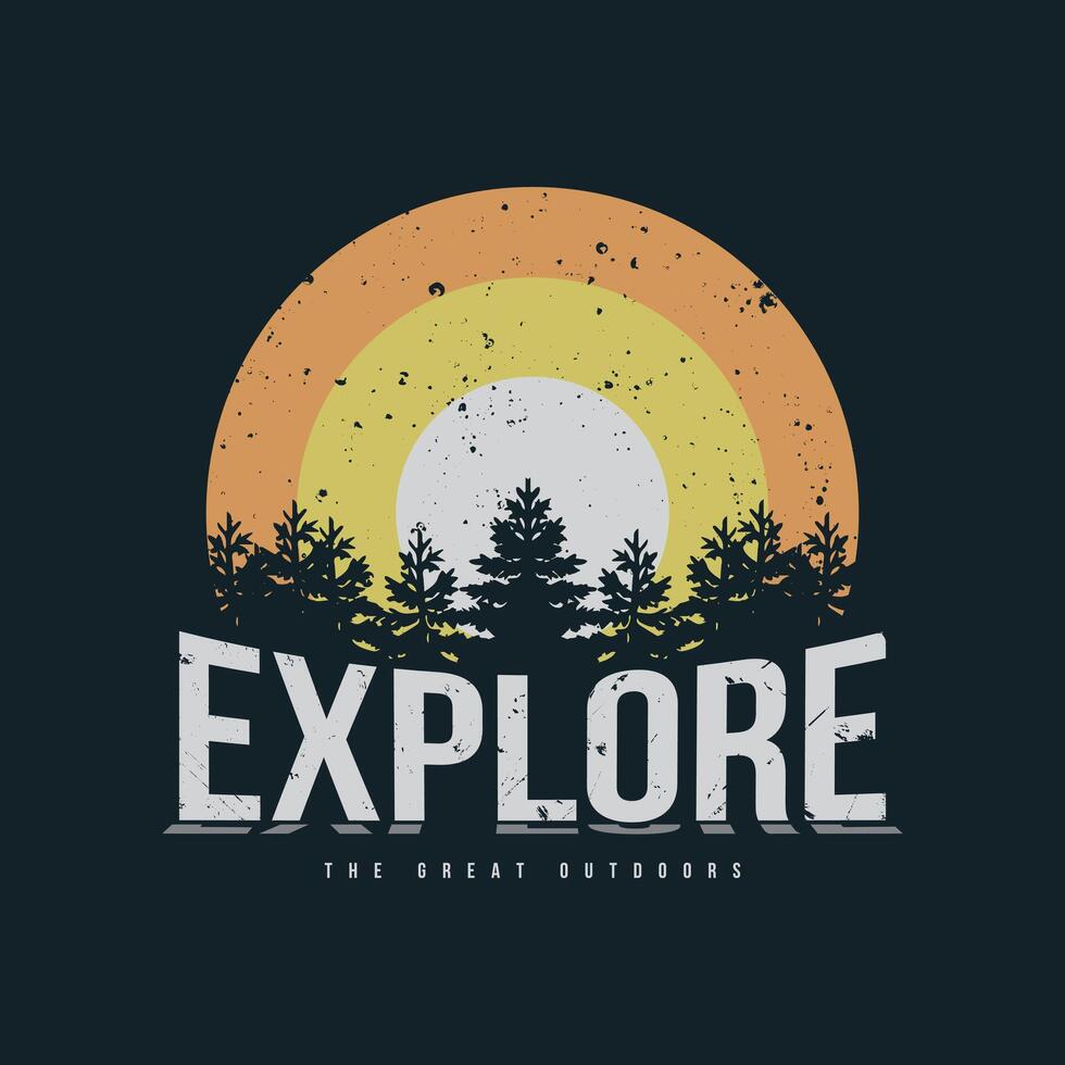 Explore outdoors illustration and typography, perfect for t-shirts, hoodies, prints etc. vector