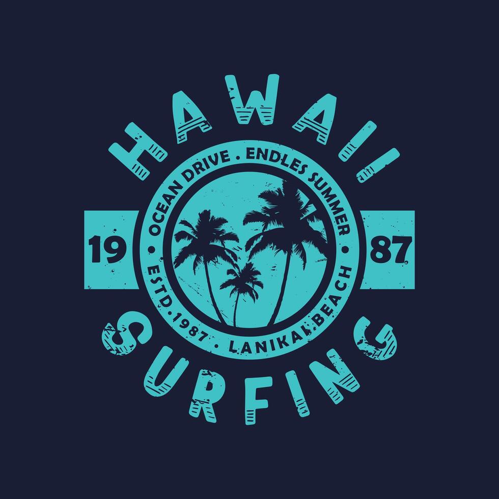 Hawaii beach stylish t-shirt and apparel abstract design. print, typography, poster vector