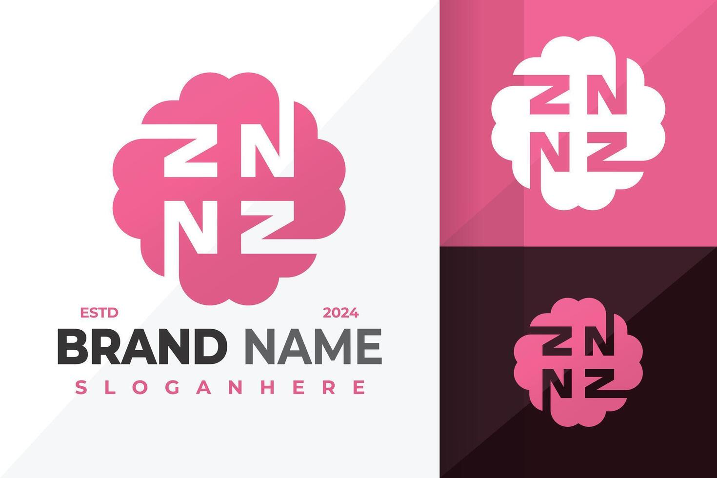 Letter N Four Heart Logo design symbol icon illustration vector