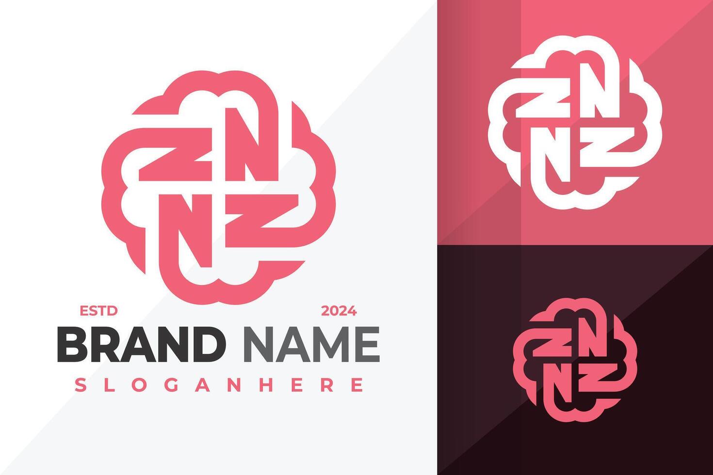 Four Letter N Heart Flower Logo design symbol icon illustration vector