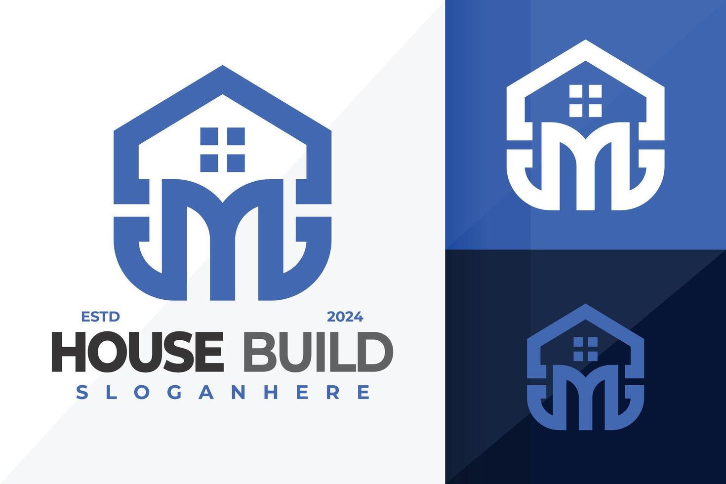 Letter M House Building Logo design symbol icon illustration vector