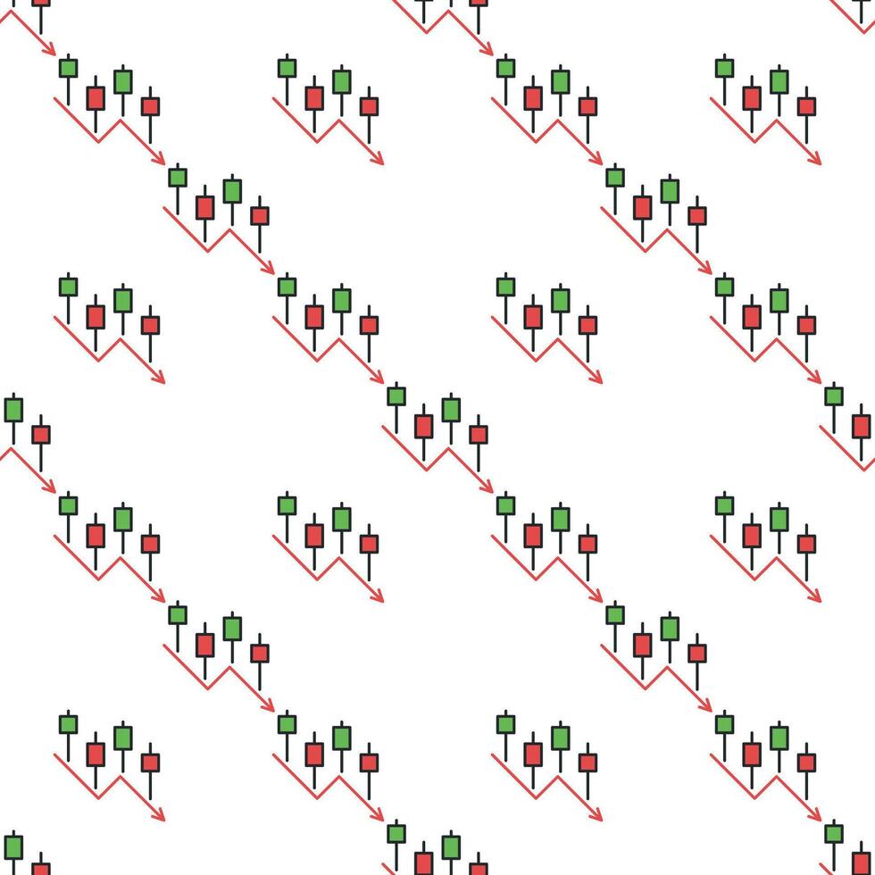Online Crypto Trading Candlestick Chart colored seamless pattern vector