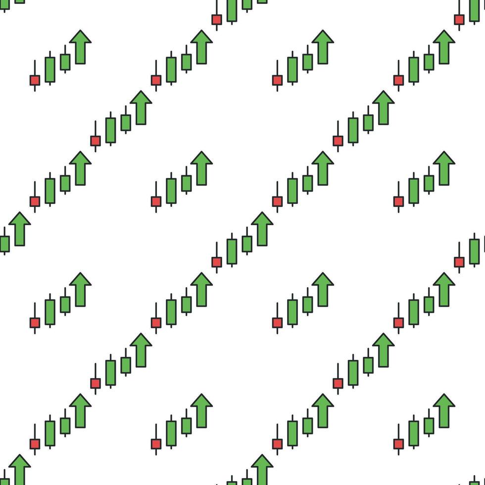 Uptrend Candlestick Chart colored seamless pattern vector