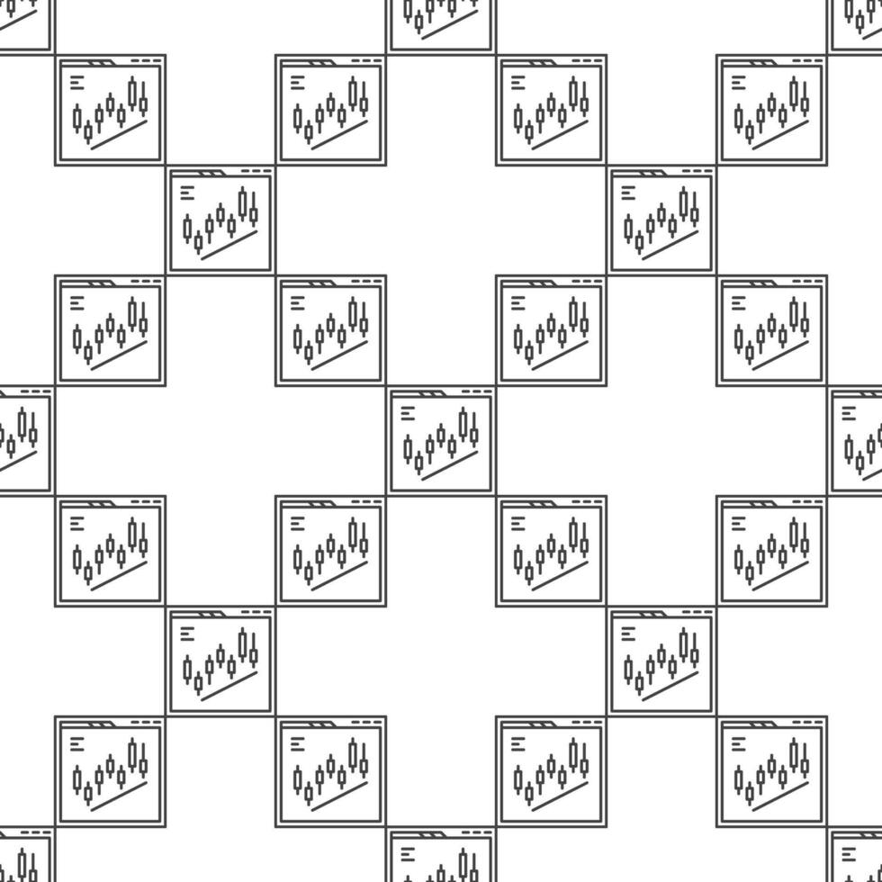 Web browser with Candlestick Chart Pattern online day trading outline seamless pattern vector