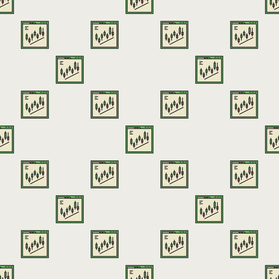 Day Trading in Web Browser Crypto Trading colored seamless pattern vector
