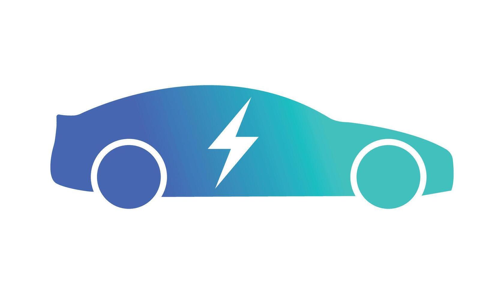 Electric car silhouette with gradient blue, eco friendly vehicle concept vector