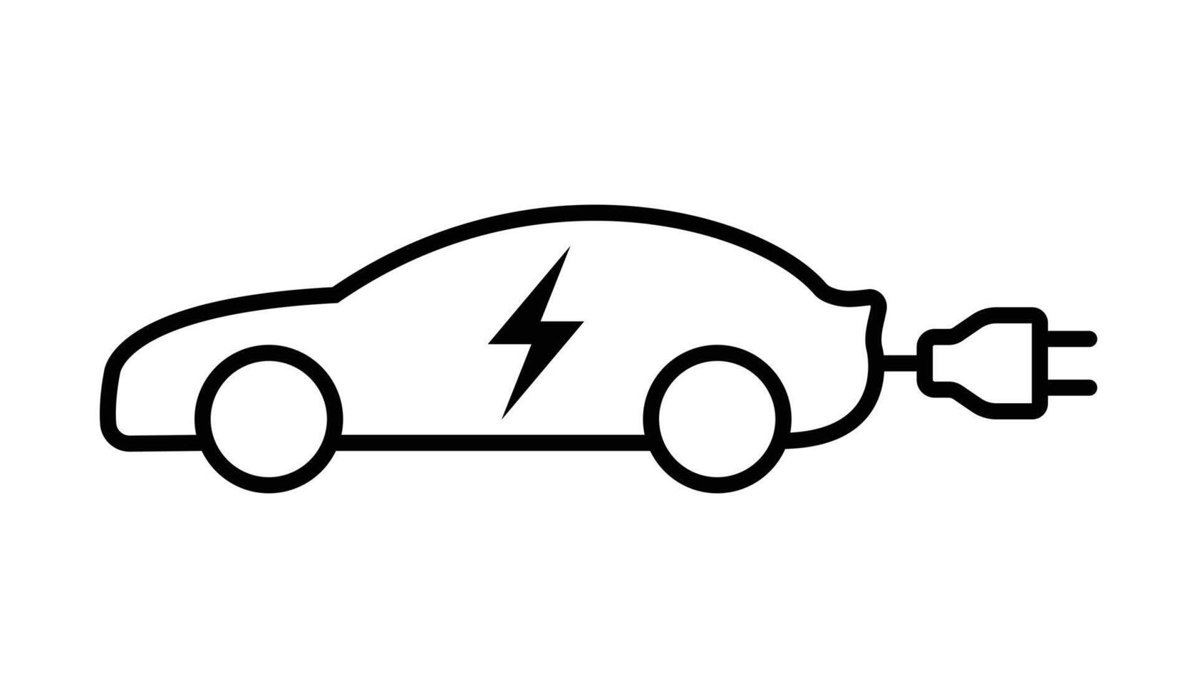 Electric car icon outline, eco friendly vehicle concept vector