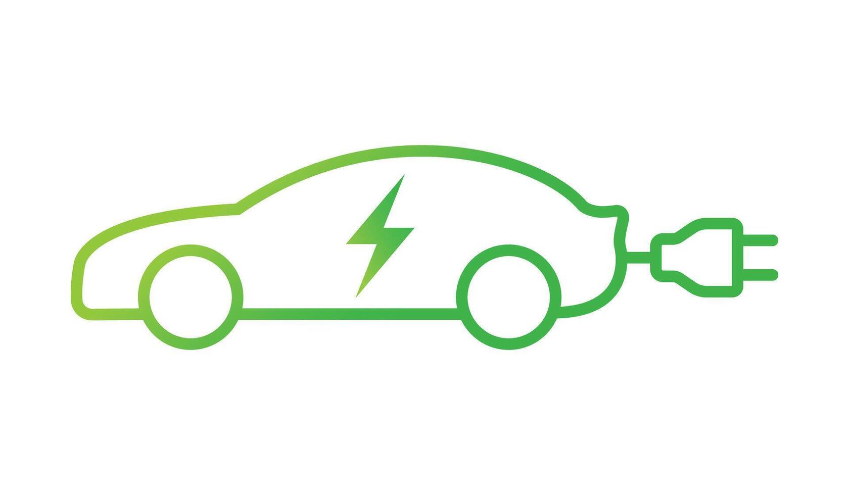 Electric car icon outline, eco friendly vehicle concept, gradien green vector