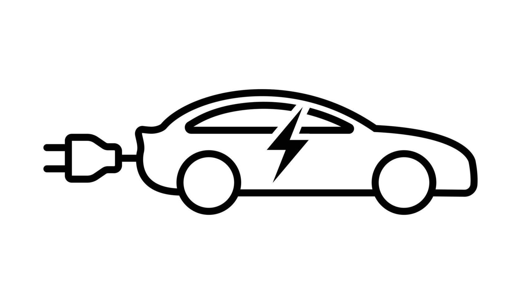 Electric Car logo outline, eco friendly vehicle concept vector