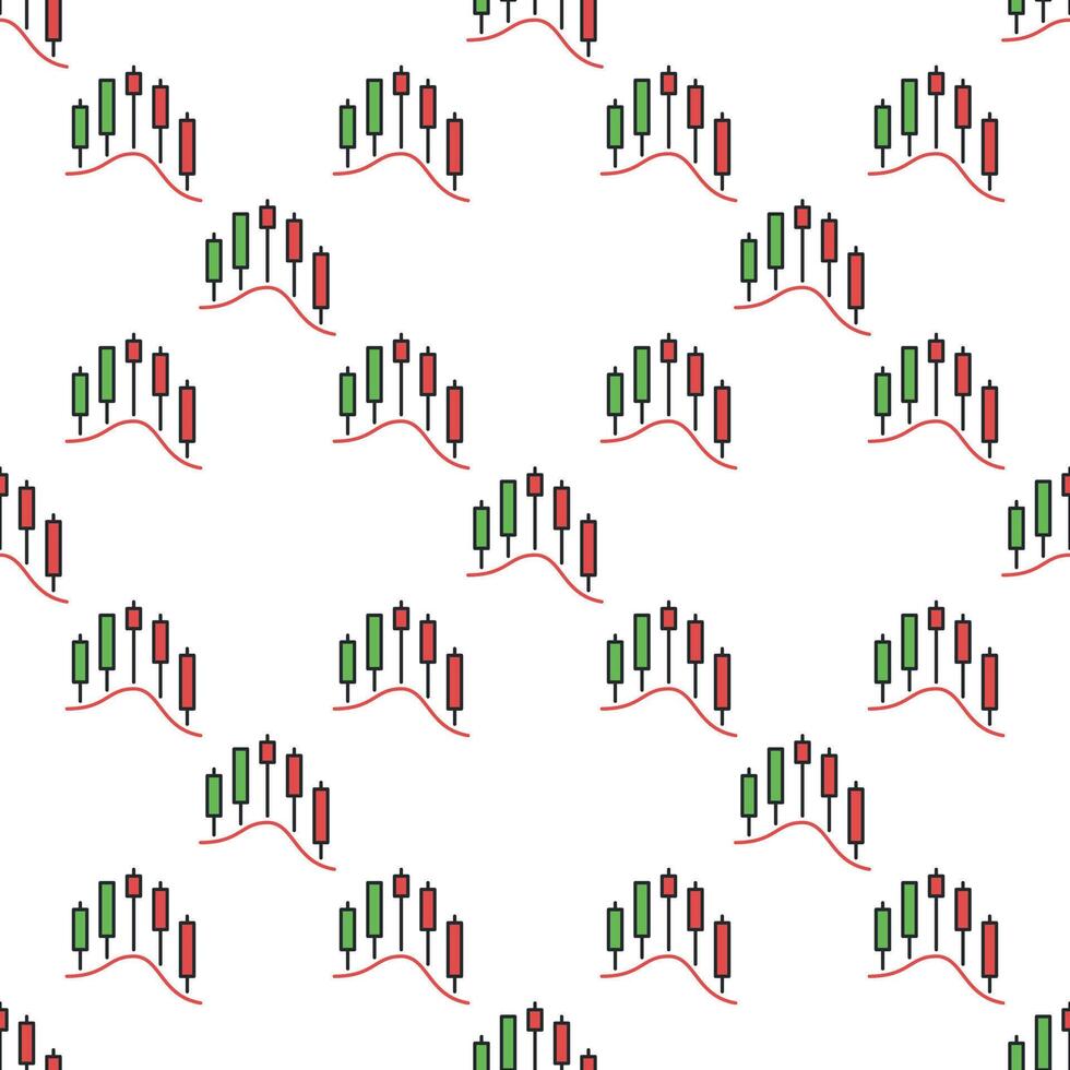 Bitcoin Candlestick Chart financial charts colored seamless pattern vector