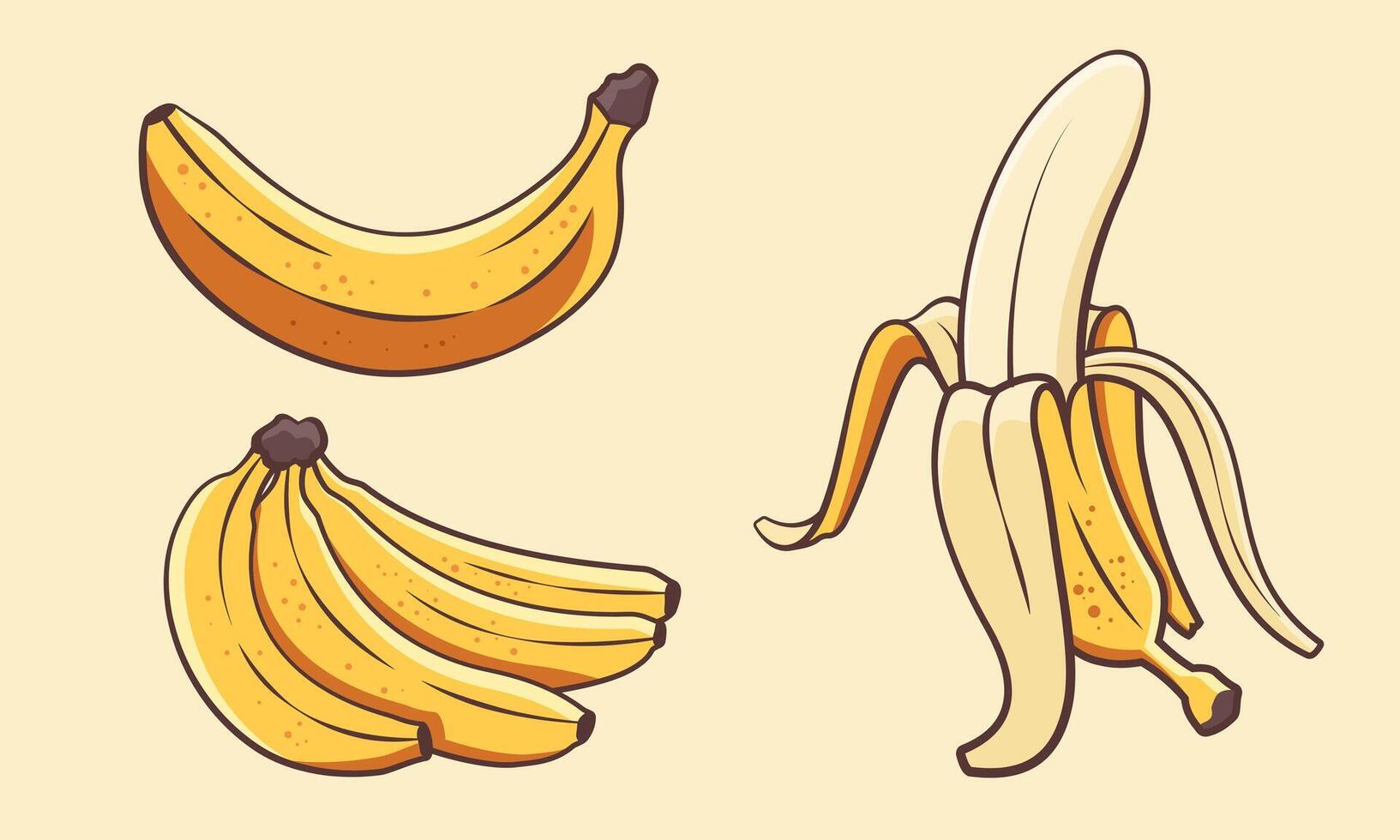 Banana cartoon illustration. Suitable for banana fruit design element. Banana cartoon flat illustration. vector
