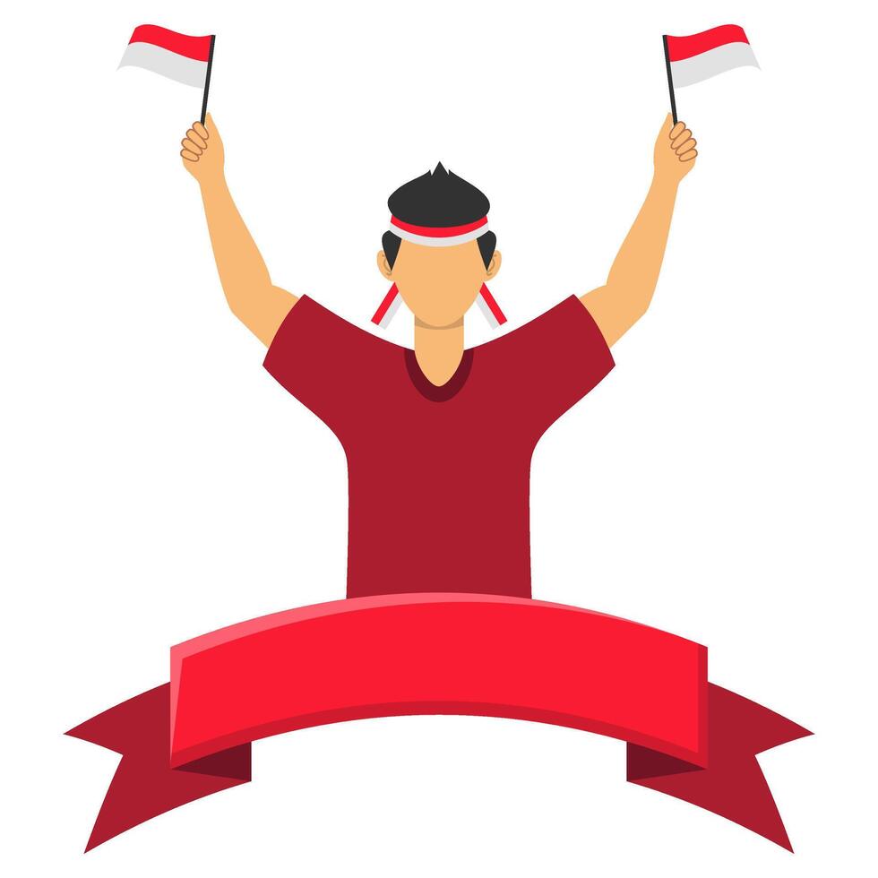 Indonesia Independence Day People With Ribbon vector