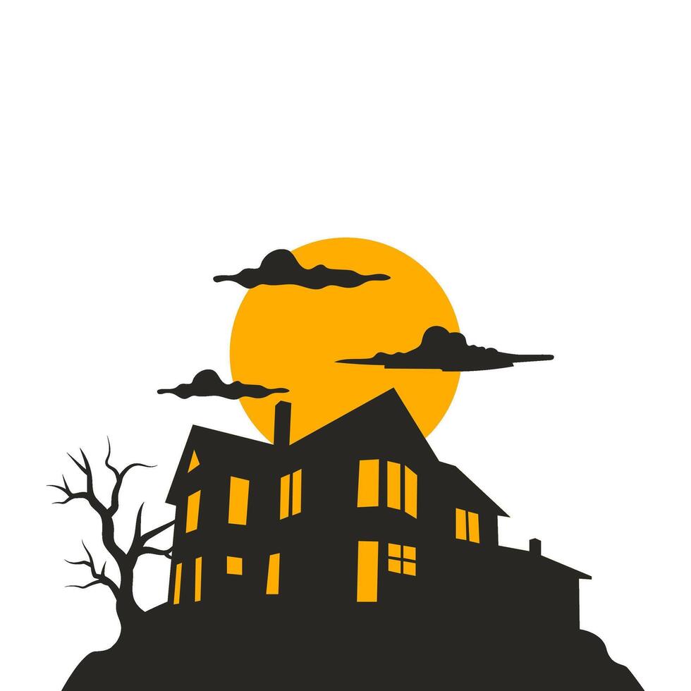 Halloween Haunted House Silhouette vector