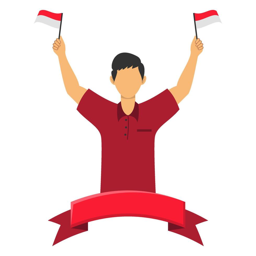 Indonesia Independence Day People With Ribbon vector