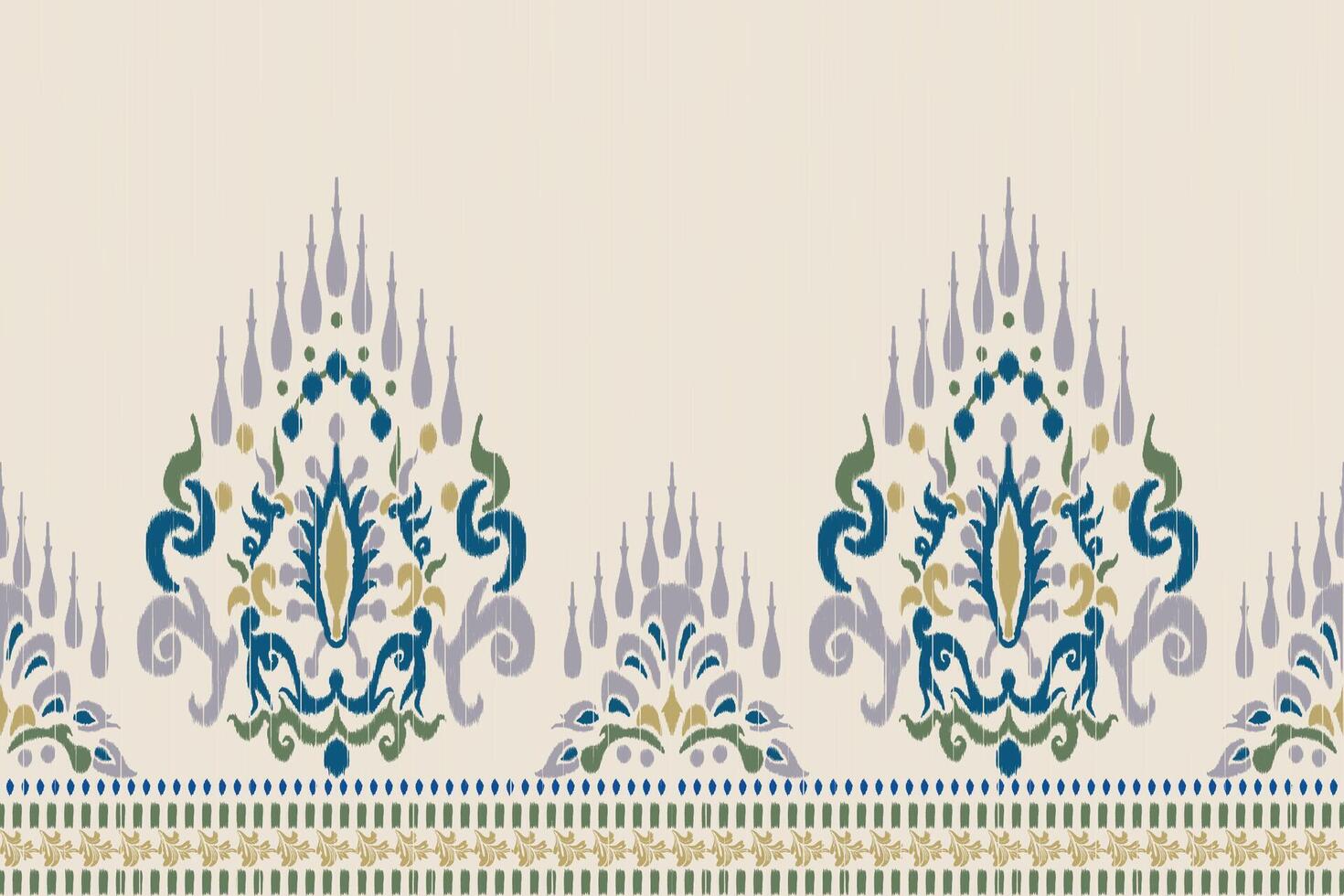 Ikat floral embroidery on beige background. Luxury traditional oriental ethnic pattern. Aztec style abstract design for fabric, clothing, wrapping, decoration, carpet vector