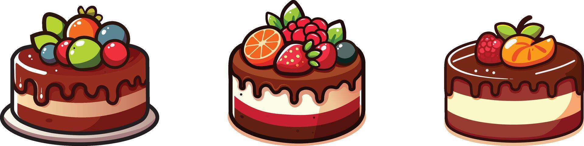 chocolate cake clipart illustration set vector