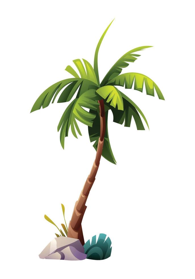 Coconut palm tree. Cartoon illustration vector