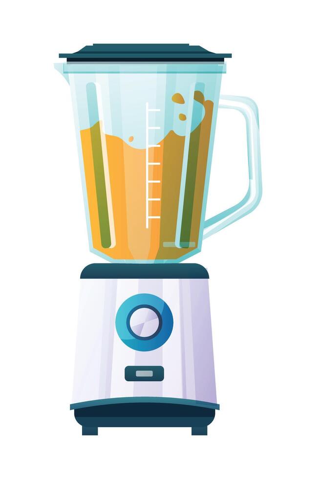 Electric blender with orange juice inside. Illustration isolated on white background vector