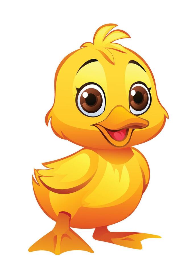 Cute baby duck cartoon illustration isolated on white background vector