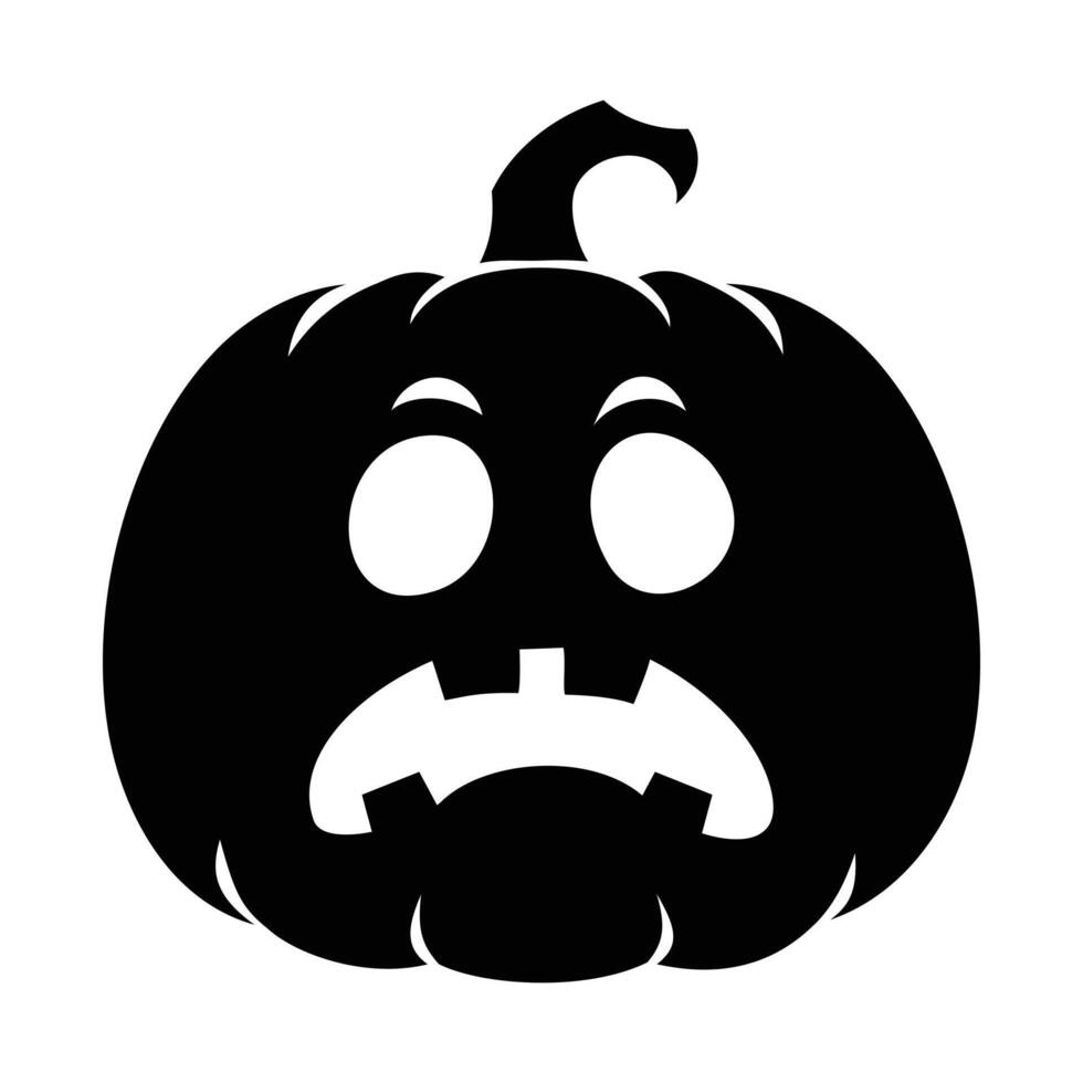 Halloween pumpkin with disappointed face expression. Cartoon character silhouette illustration vector
