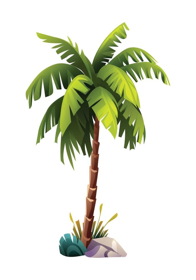 Coconut palm tree illustration in cartoon style vector