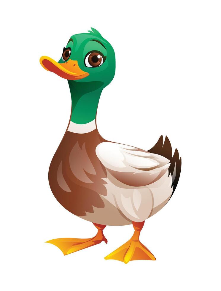 Duck cartoon illustration isolated on white background vector