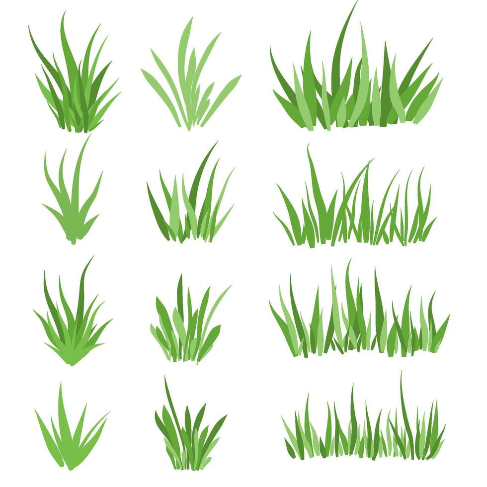 set of grass cartoon element vector