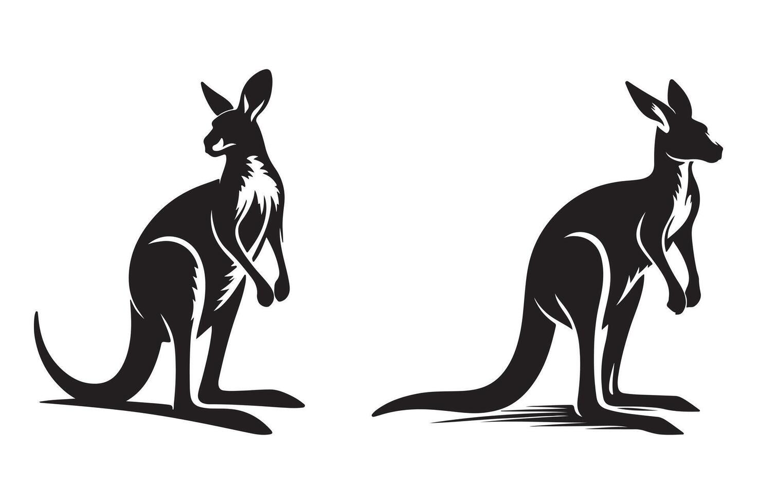 kangaroo set silhouette art illustration with white background vector