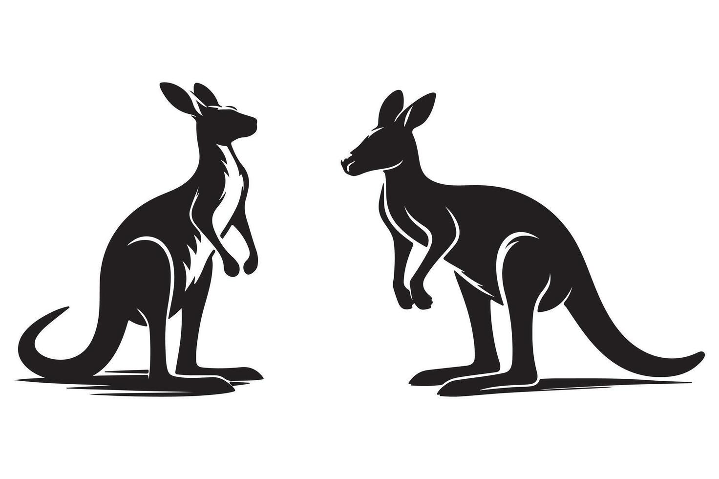 kangaroo set silhouette art illustration with white background vector