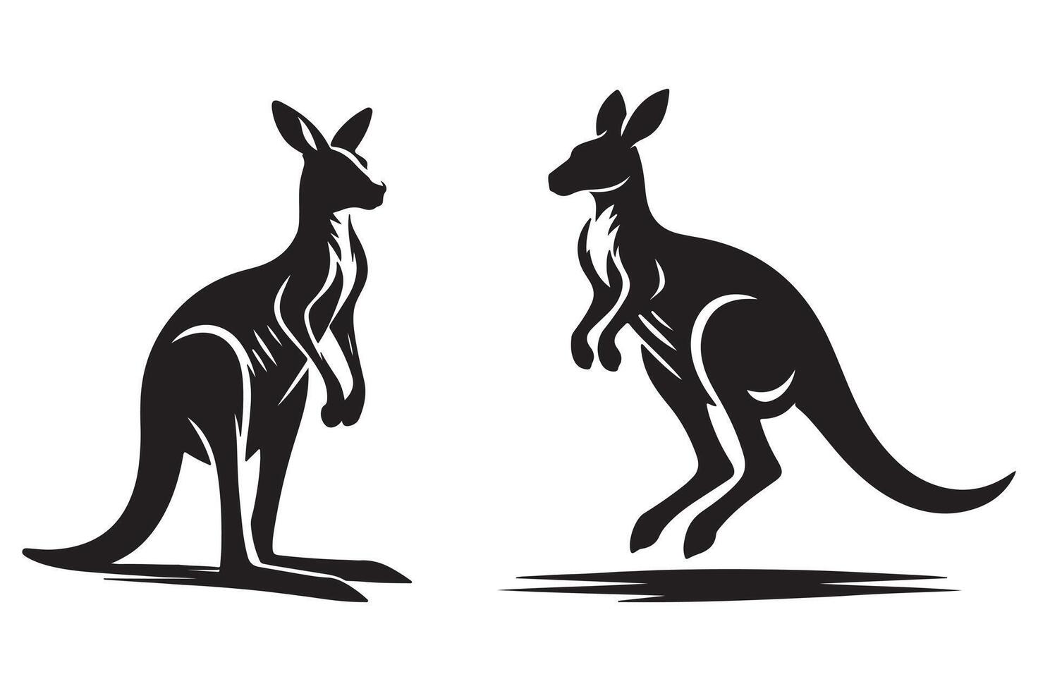 kangaroo set silhouette art illustration with white background vector