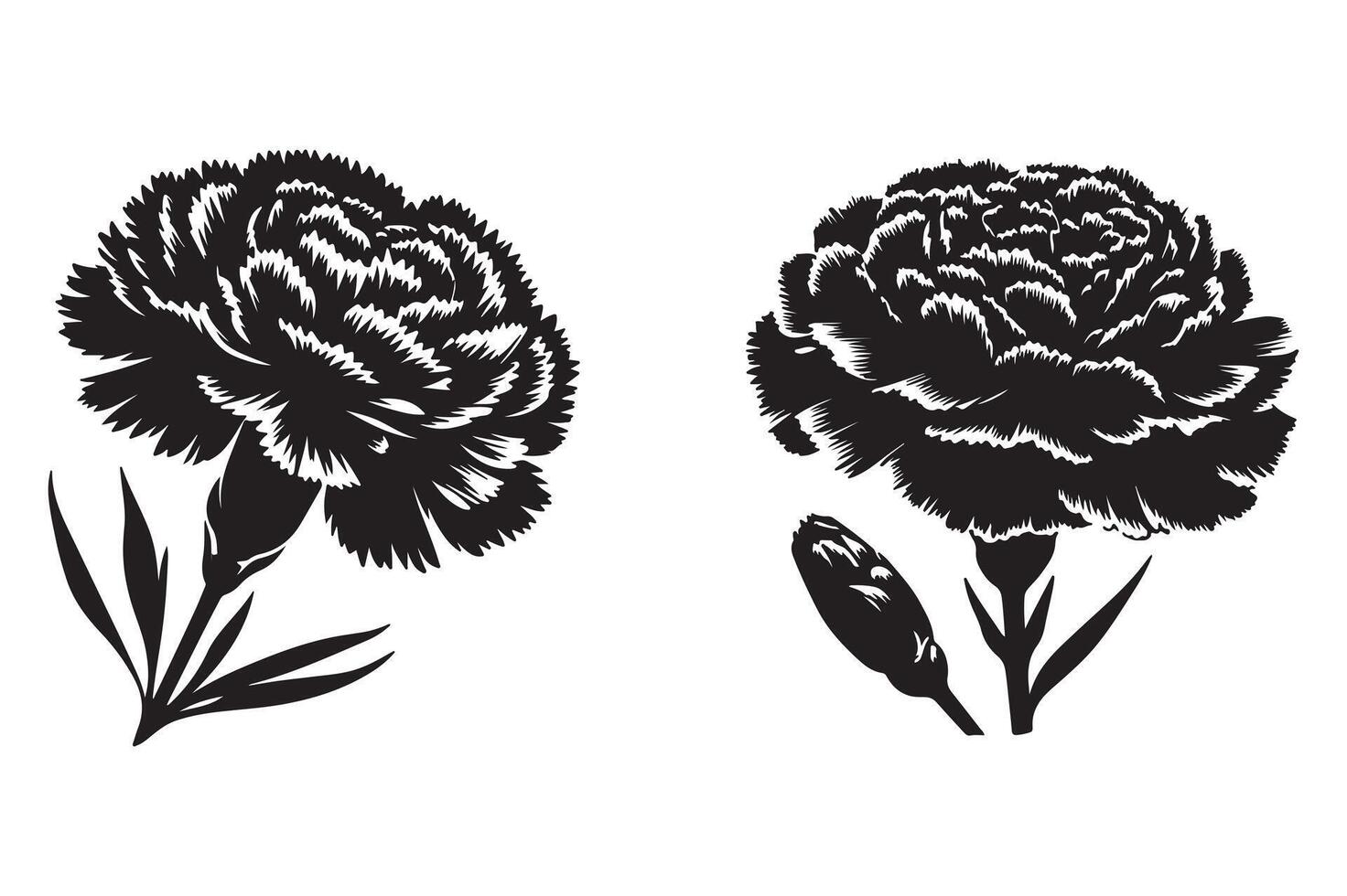 line art of a carnation flowers set silhouette pattern white background vector