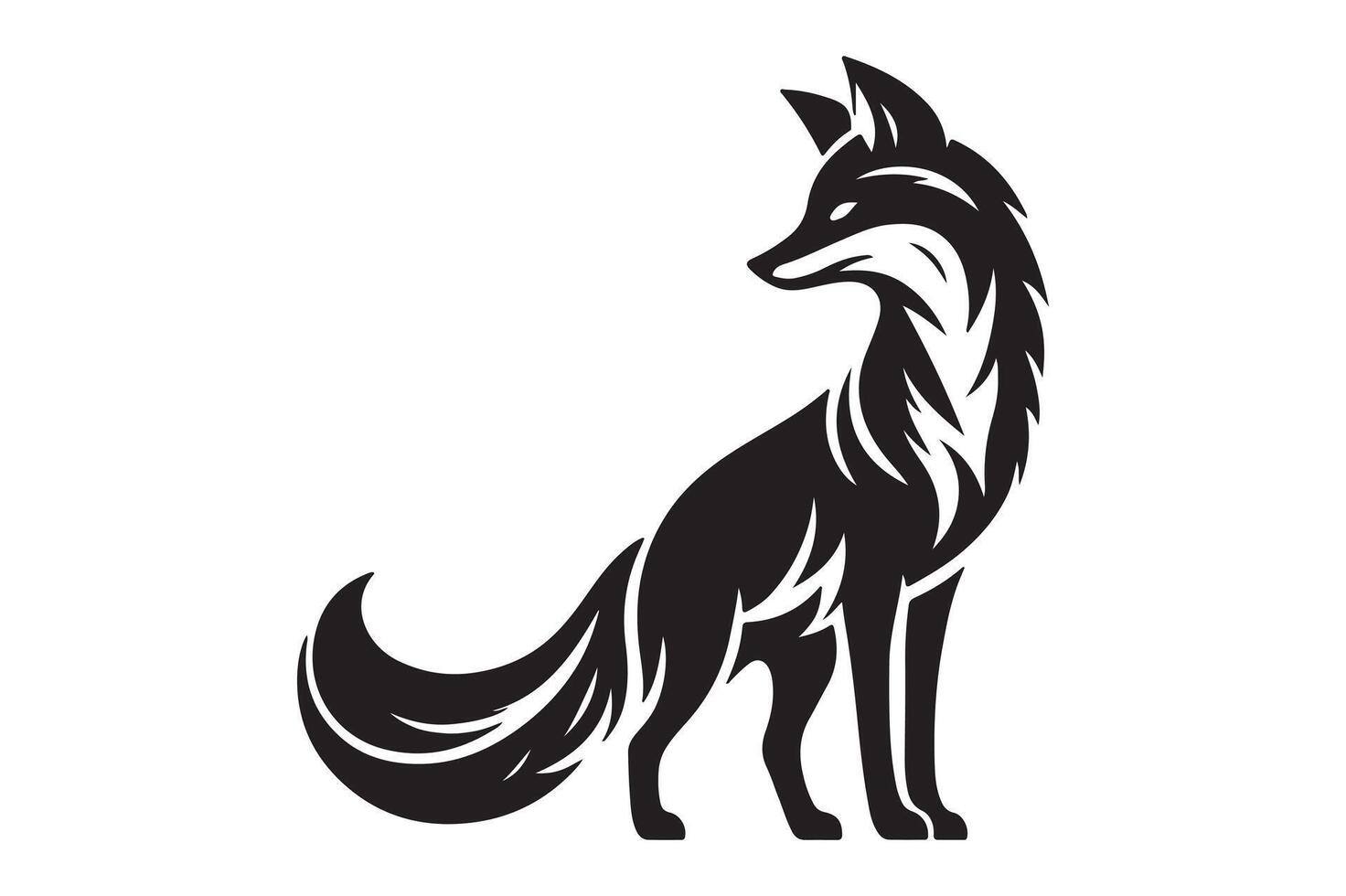 fox silhouette style illustration art isolated on transparent background vector