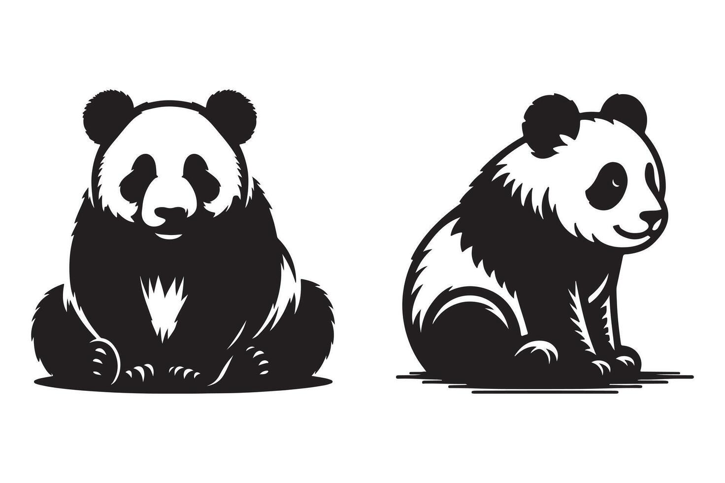 Panda silhouette style illustration art isolated on transparent background vector