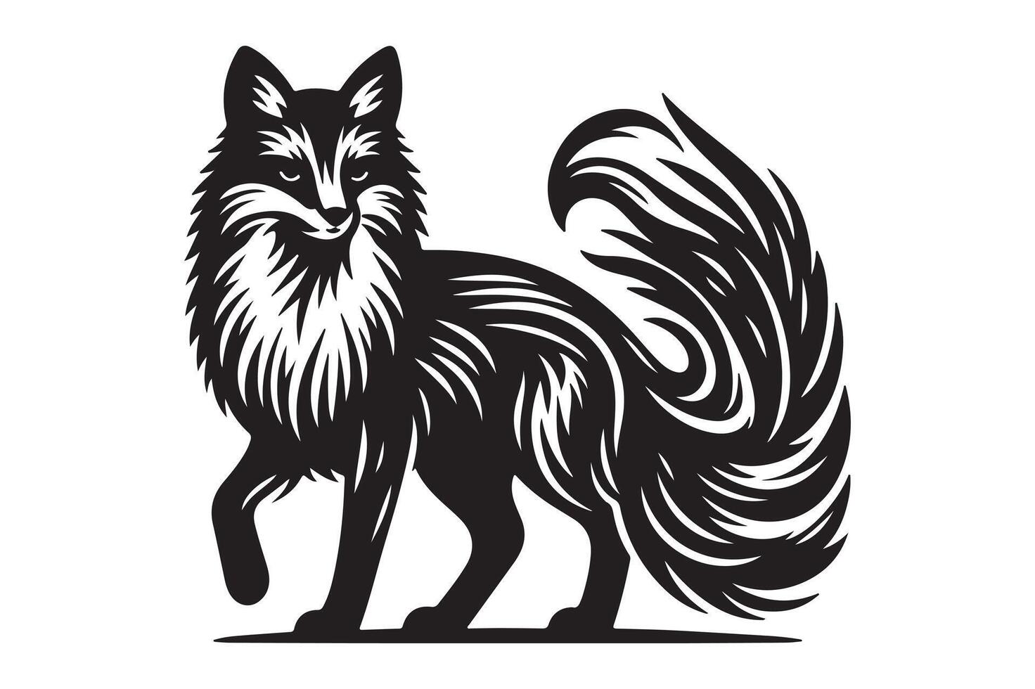 fox silhouette style illustration art isolated on transparent background vector