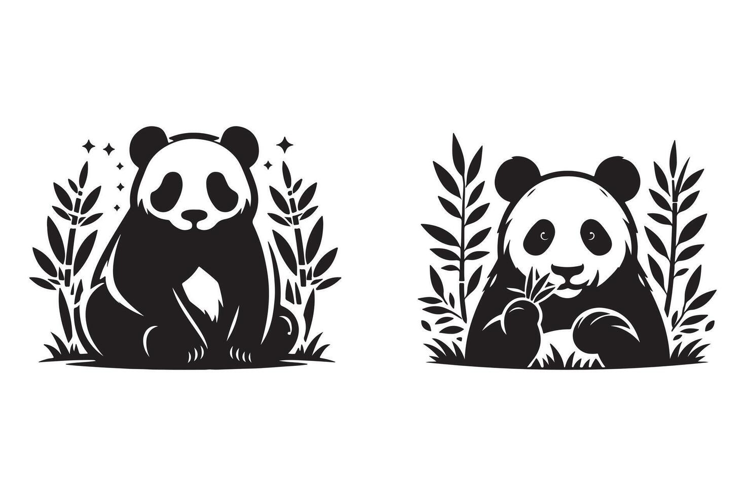 Panda silhouette style illustration art isolated on transparent background vector