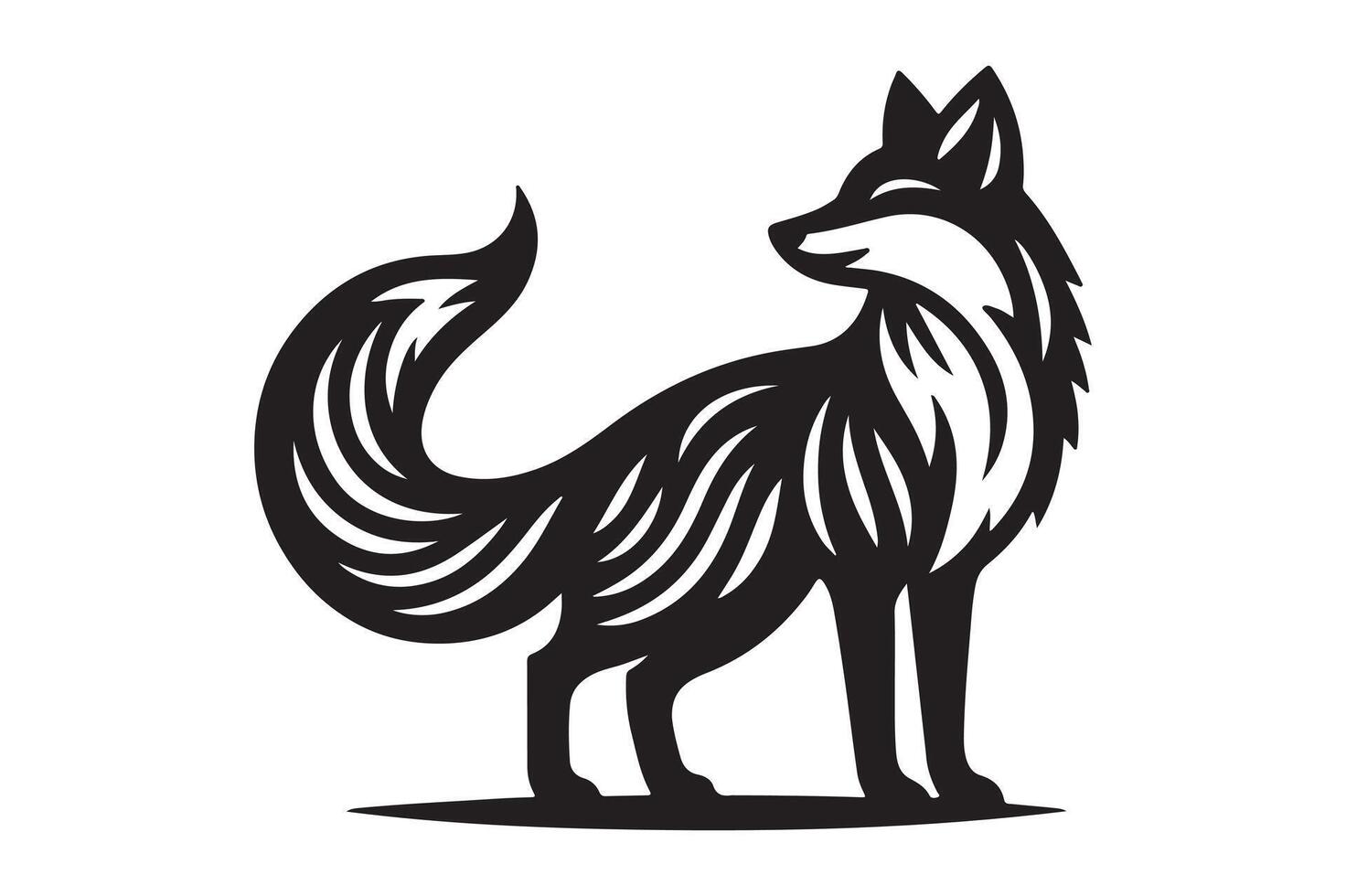 fox silhouette style illustration art isolated on transparent background vector