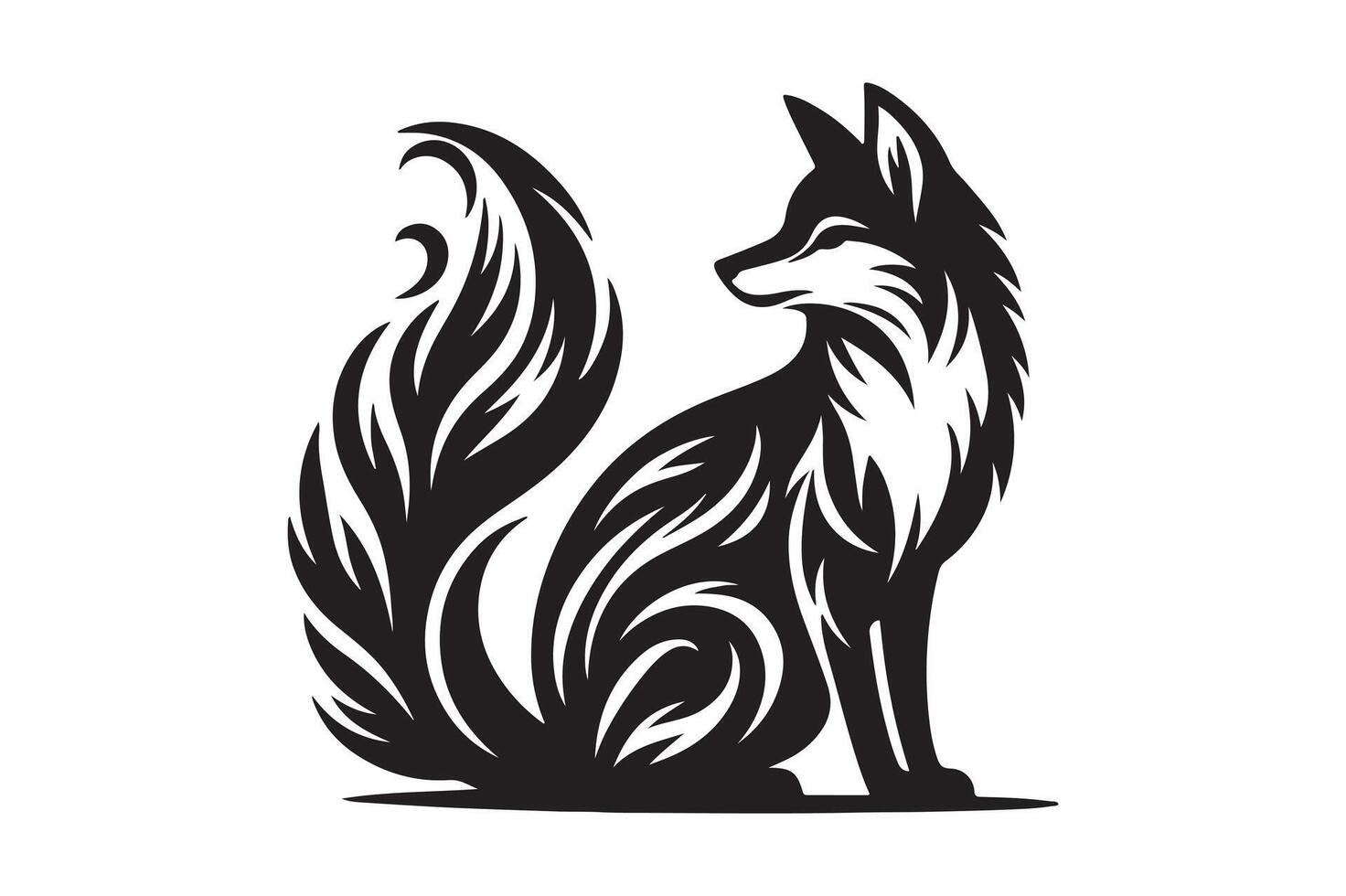 fox silhouette style illustration art isolated on transparent background vector