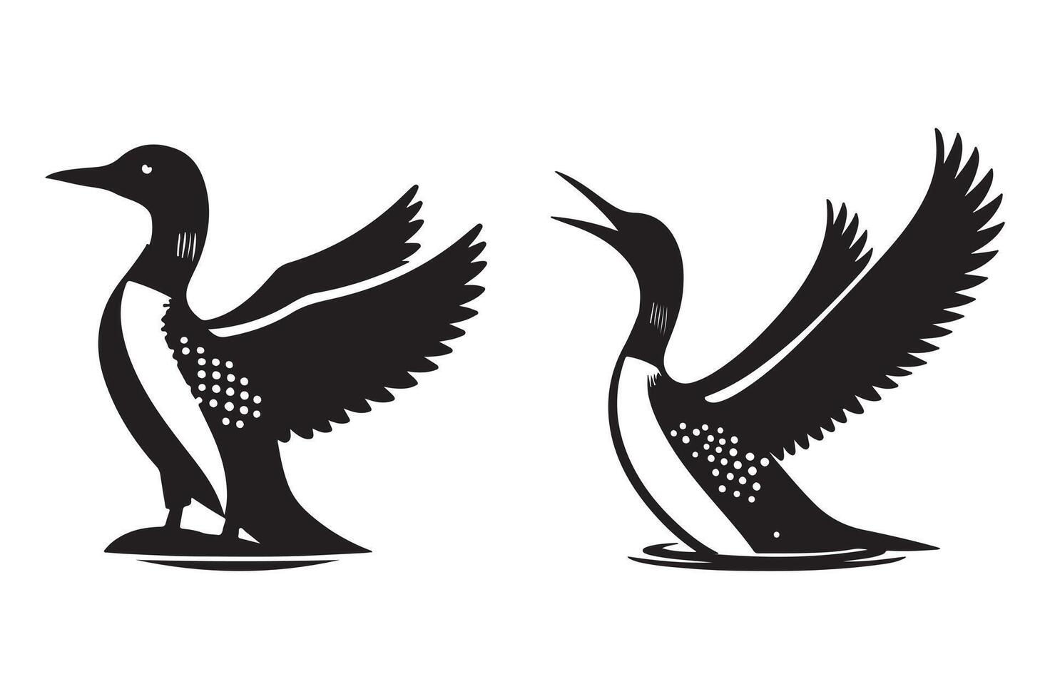 Loon silhouette art illustration with white background vector