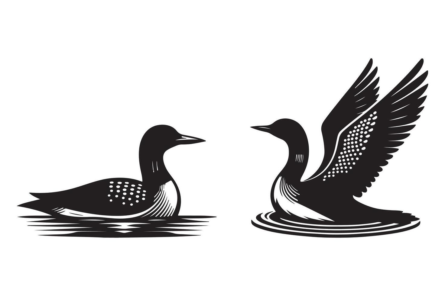 Loon silhouette art illustration with white background vector