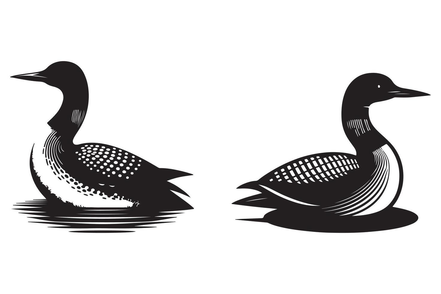 Loon silhouette art illustration with white background vector