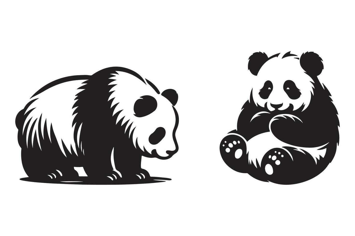 Panda silhouette style illustration art isolated on transparent background vector