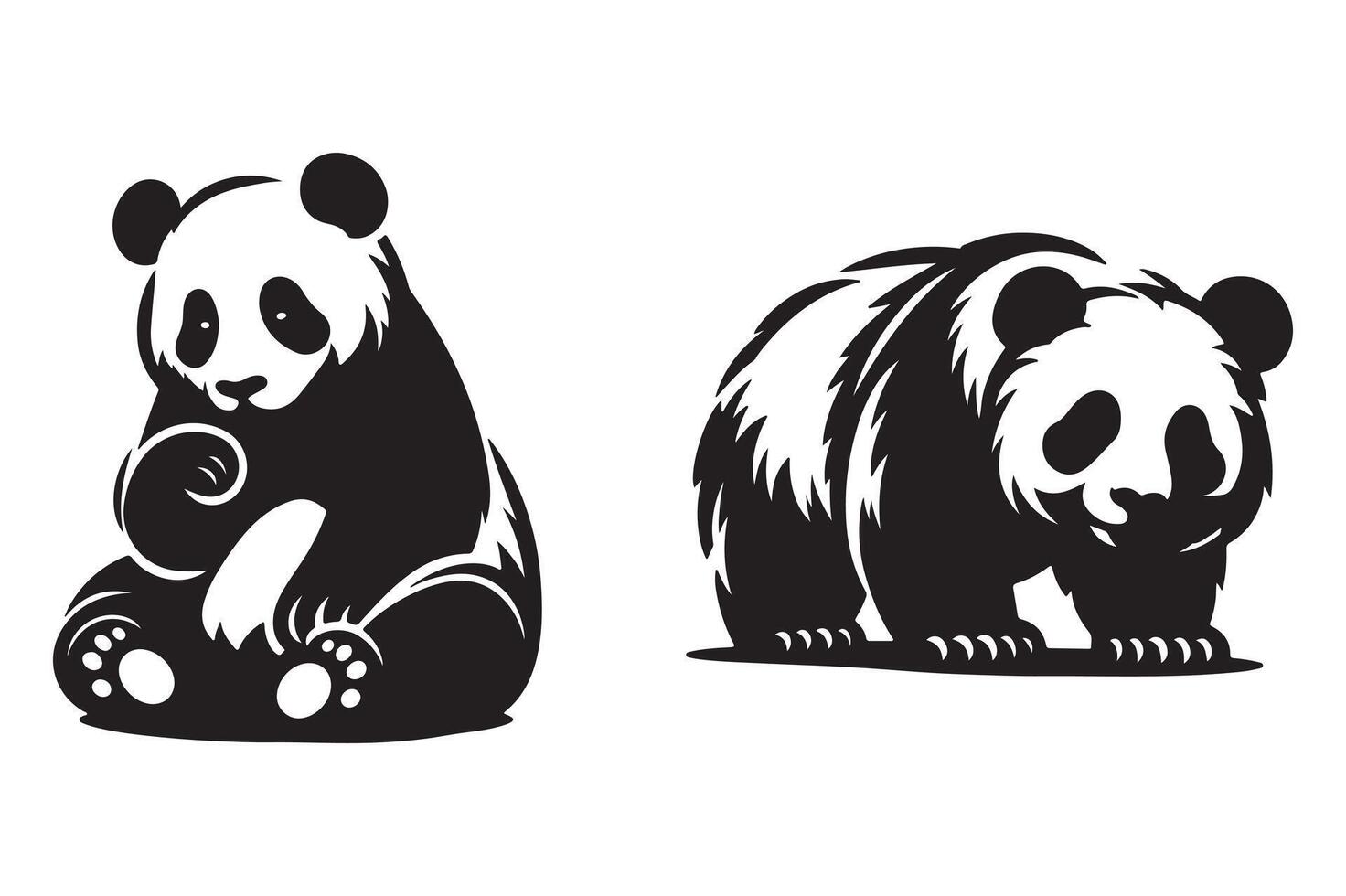Panda silhouette style illustration art isolated on transparent background vector